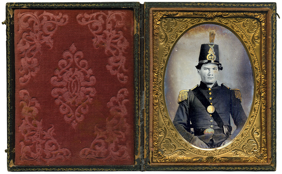 Quarter-plate ruby ambrotype by an anonymous photographer.   