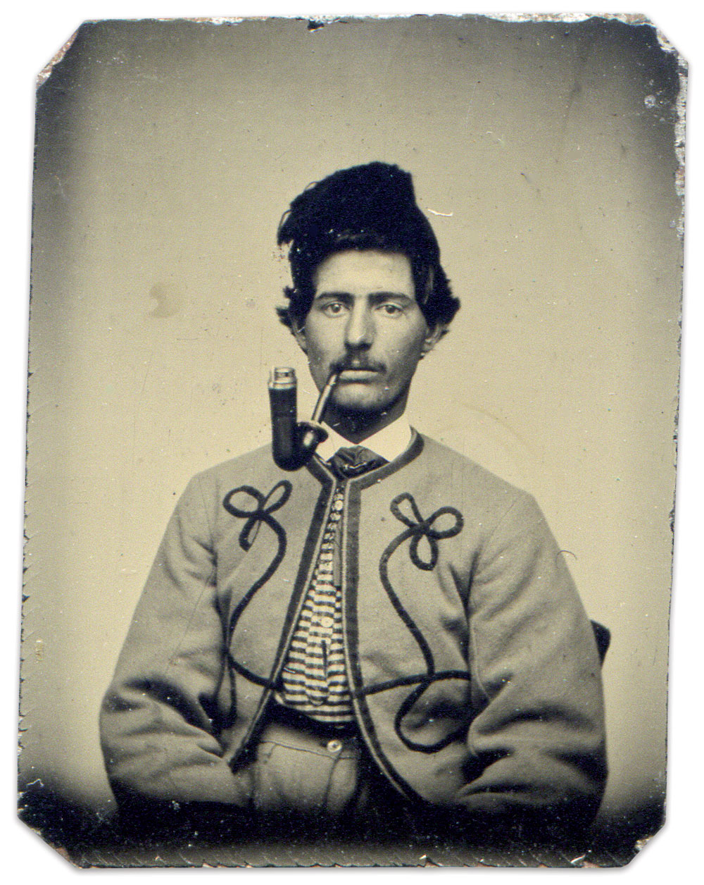 Sixteenth-plate (gem-sized) tintype by an anonymous photographer. Patrick Schroeder Collection.   