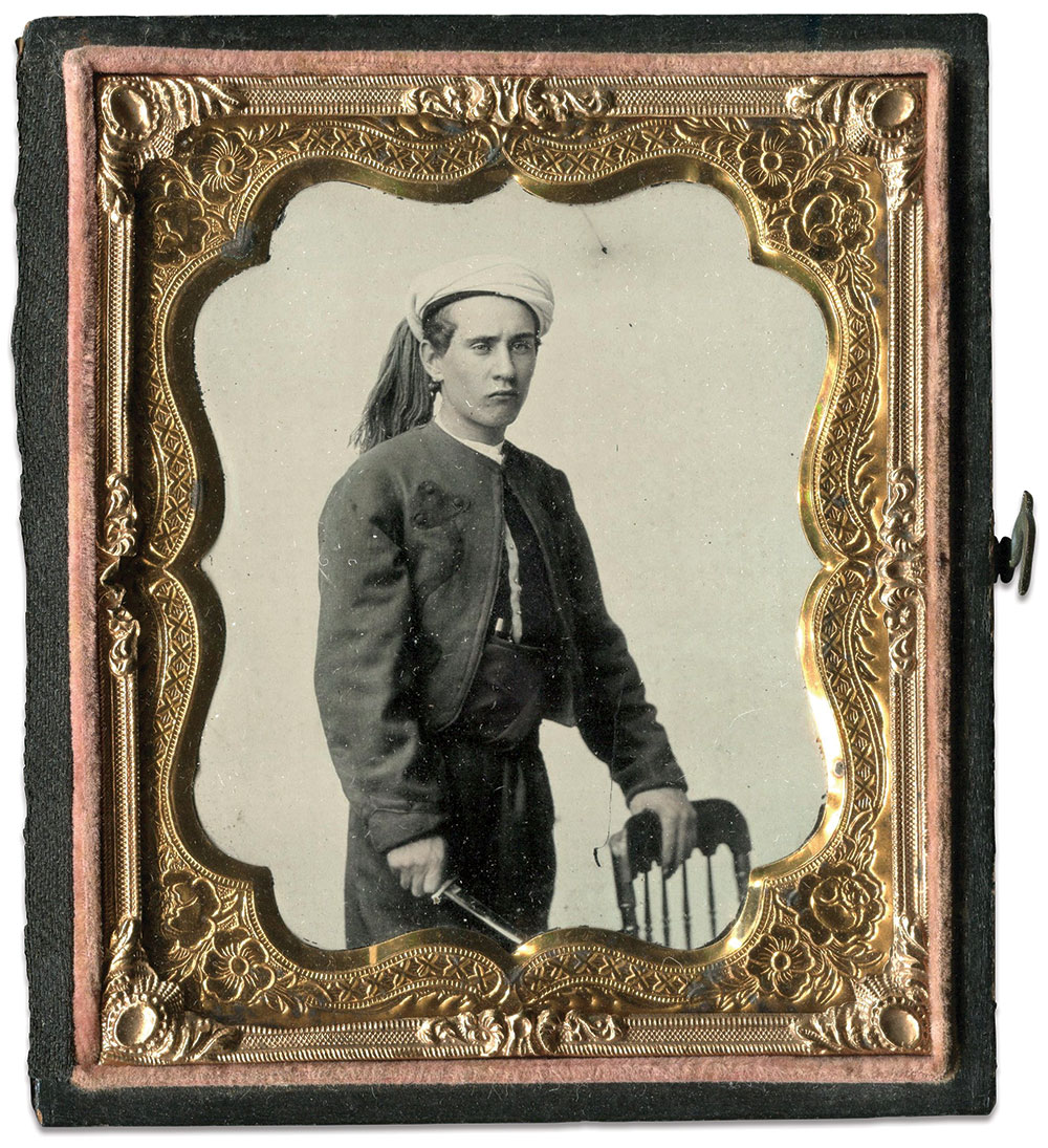 Sixth-plate ruby ambrotype by an anonymous photographer.