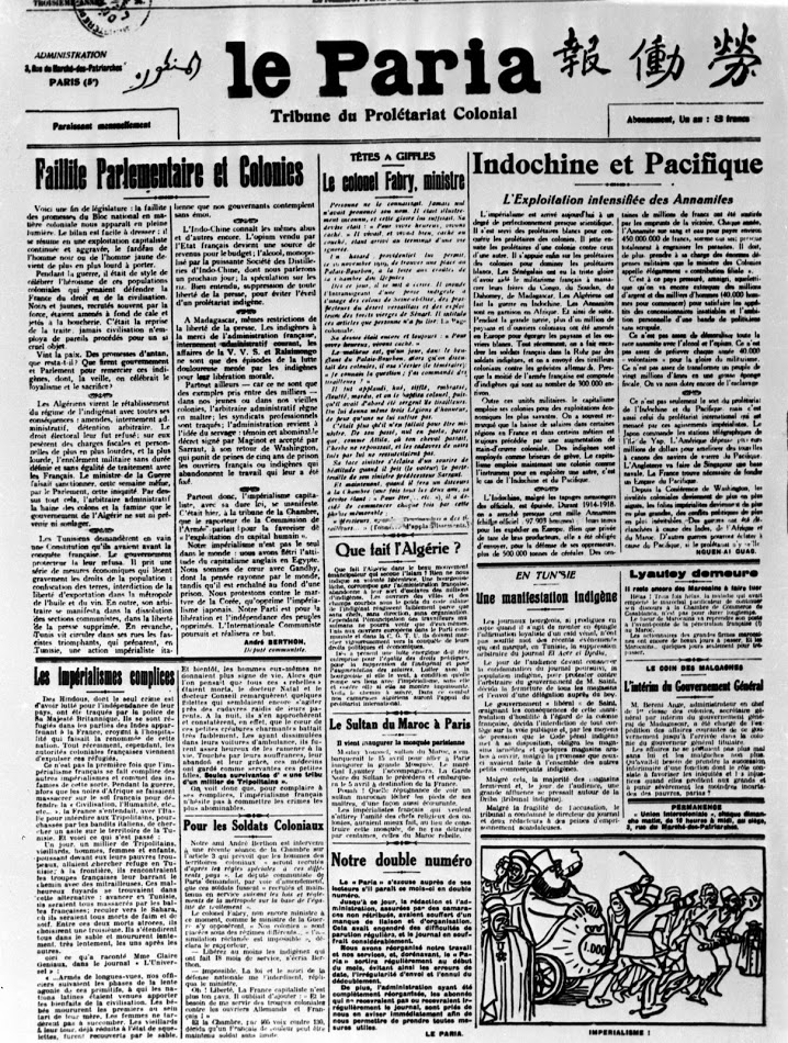 Báo Le Paria (Người cùng khổ) do Nguyễn Ái Quốc sáng lập trong những năm Người hoạt động ở Pháp. (Ảnh tư liệu-TTXVN)