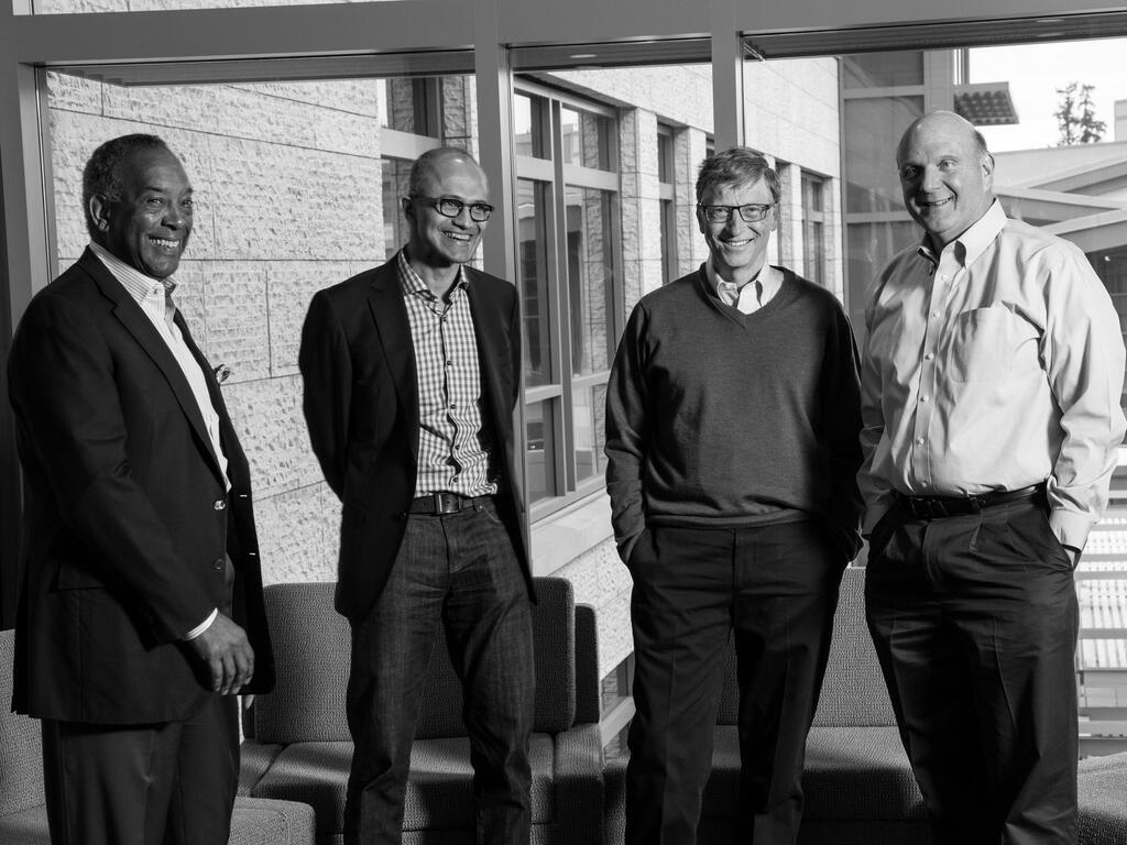 Bộ não của Microsoft: Chủ tịch John Thompson, CEO Satya Nadella, người sáng lập Bill Gates, và cựu CEO Steve Ballmer (Ảnh: Business Insider)