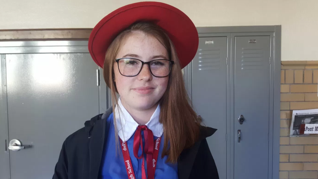 Emma Wilkie (10, VA) dresses as childhood book series protagonist Madeline for Costume Day. Photo by Phoebe Monsour.