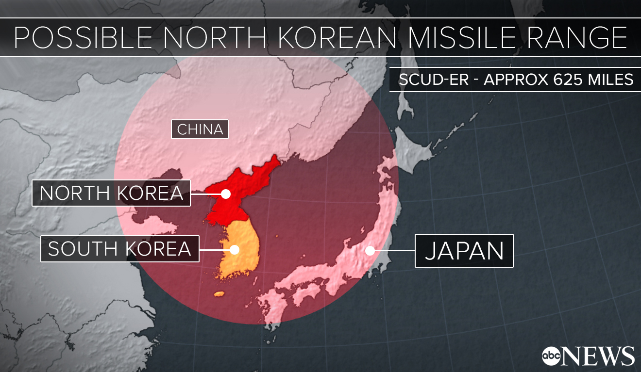 Nhật Bản luôn cảm thấy bất an khi nằm trọn trong phạm vi vươn tới của tên lửa Triều Tiên. (Nguồn: abcnews.go.com)