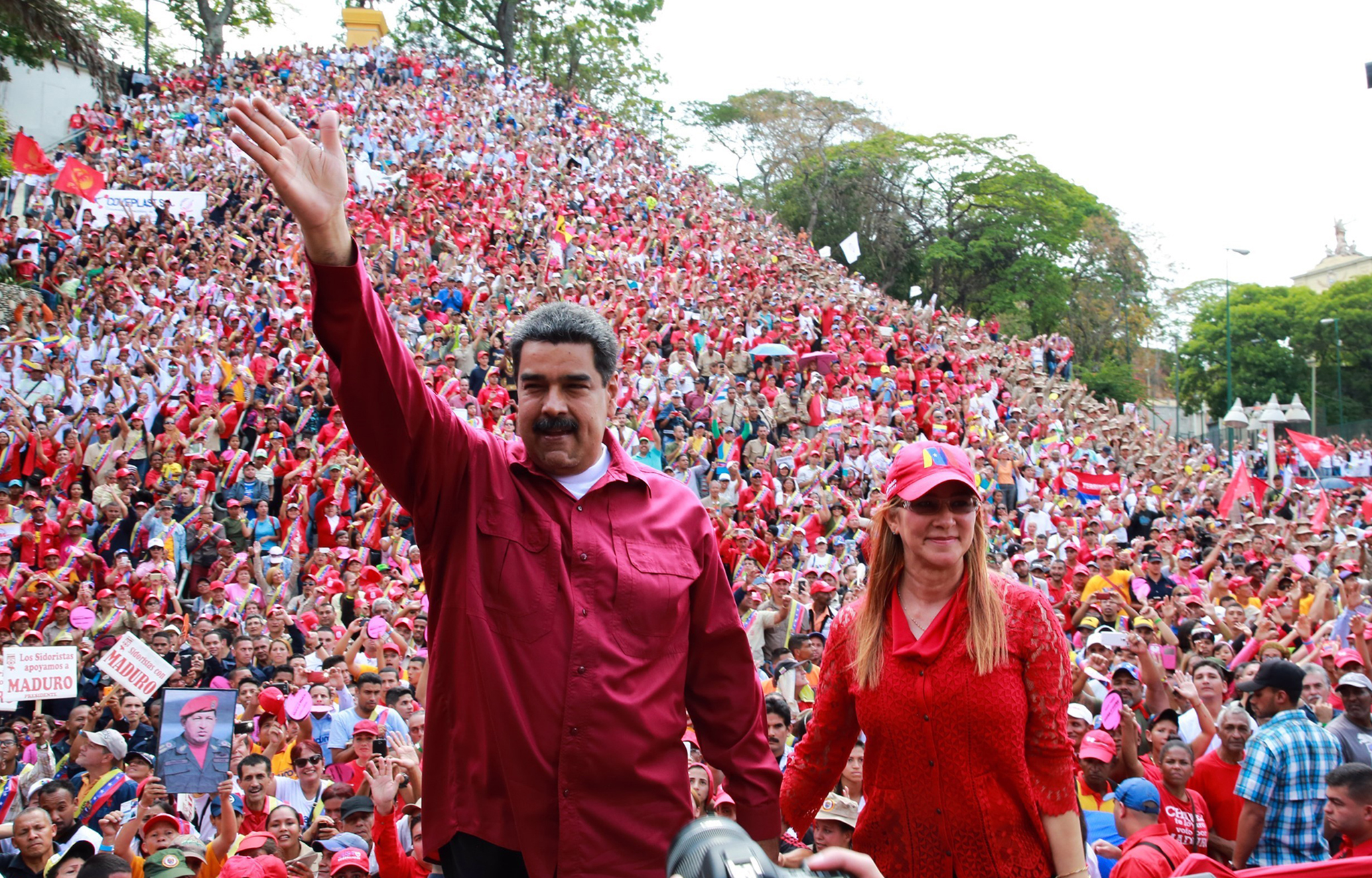 Tổng thống Venezuela Nicolas Maduro sau khi Ủy ban bầu cử quốc gia công bố kết quả bầu cử Tổng thống tại Caracas ngày 20/5. (Nguồn: AFP/TTXVN)