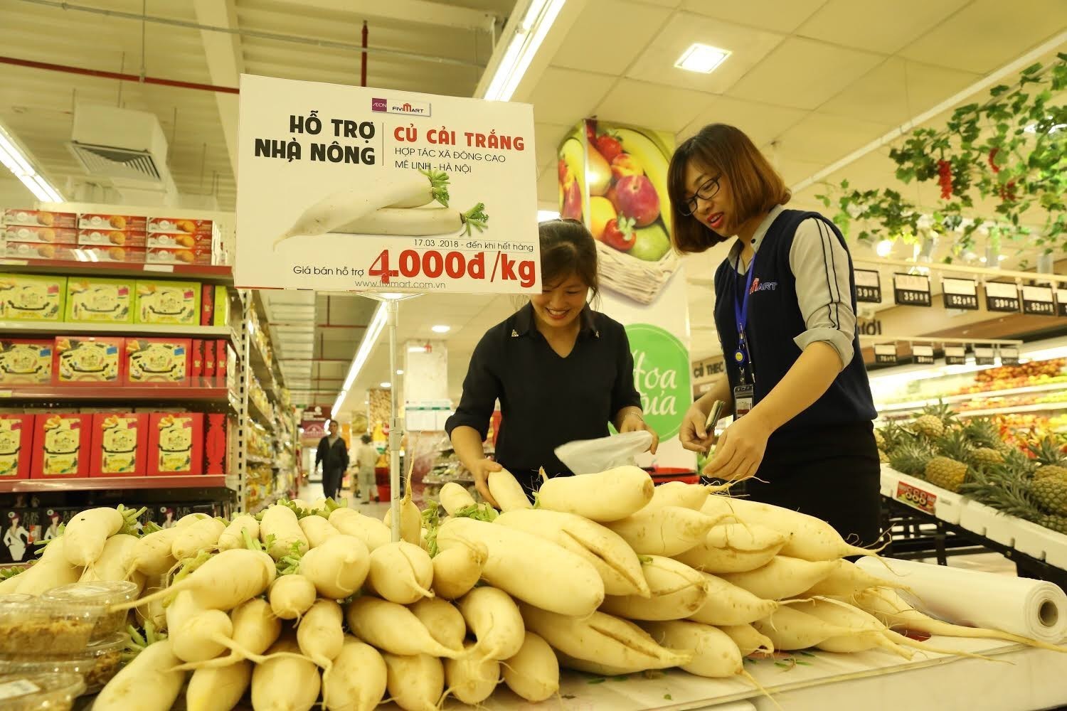 Hỗ trợ tiêu thụ củ cải trắng tại một siêu thị. (Nguồn: TTXVN)