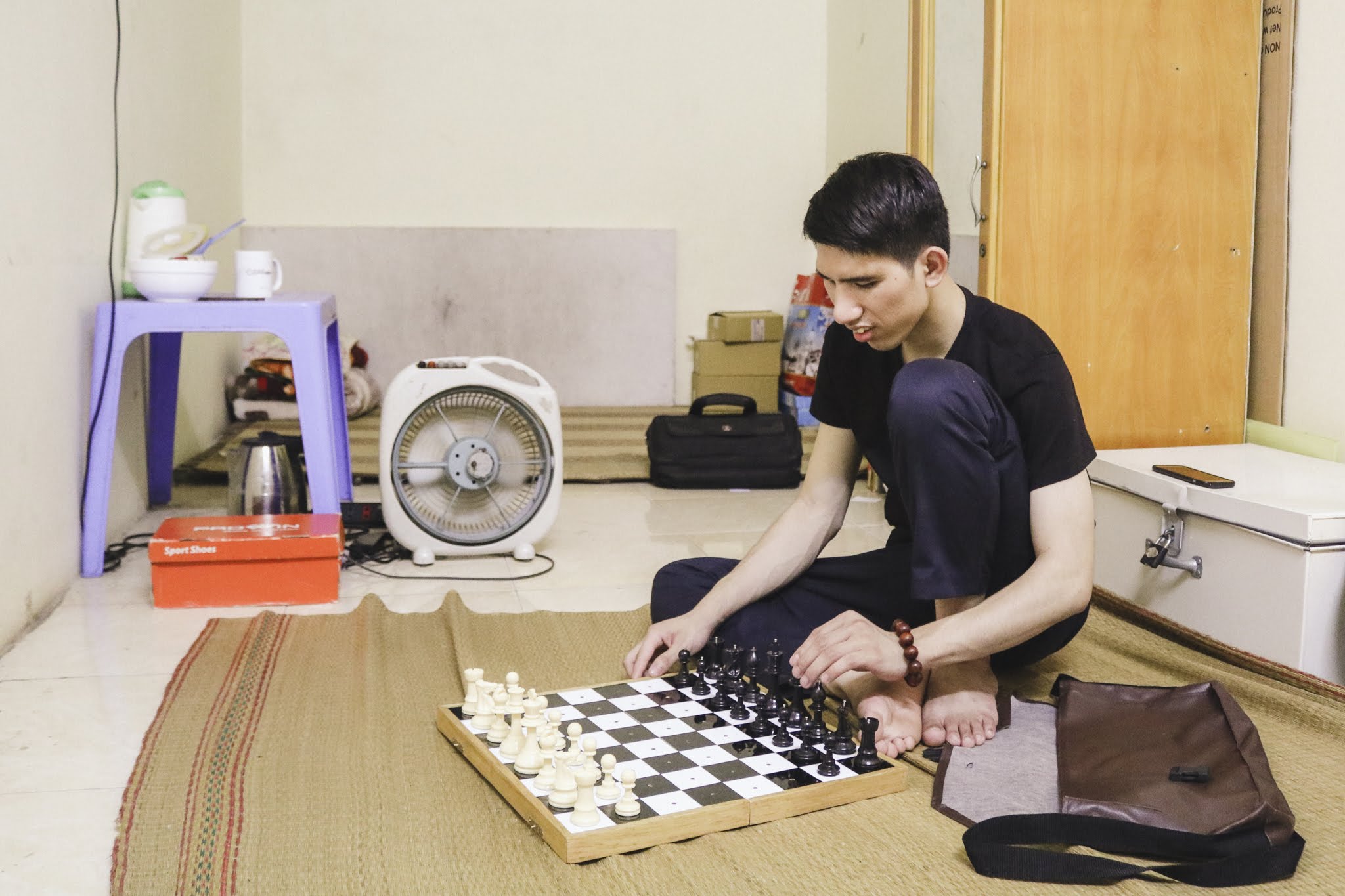 Yêu thích môn cờ vua, Minh từng giành huy chương đồng giải cờ vua Không khoảng cách lần thứ hai, năm 2015. (Ảnh: Lê Minh Sơn/Vietnam+)