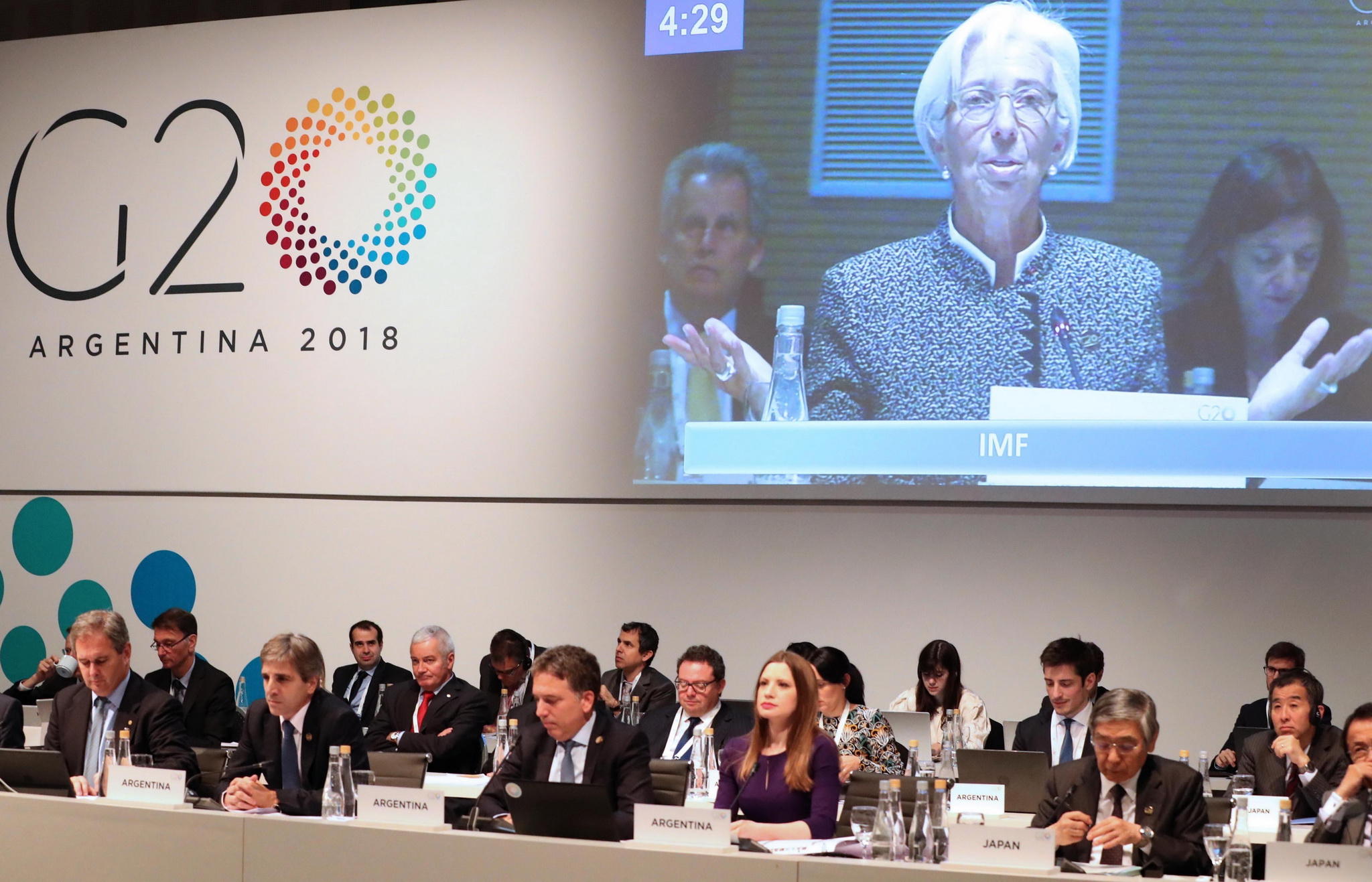 Các Bộ trưởng Tài chính và Thống đốc ngân hàng trung ương G20 tại hội nghị ở Buenos Aires, Argentina ngày 21/7. (Ảnh: EFE-EPA/TTXVN)