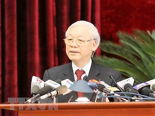 Tổng bí thư Nguyễn Phú Trọng tại Hội nghị TW 6 (Ảnh: TTXVN)