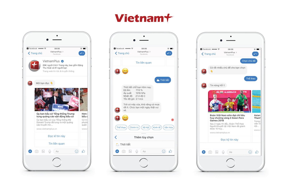 Nhân kỷ niệm 10 thành lập, Báo Điện tử VietnamPlus chính thức ra mắt ứng dụng chatbot tự động tương tác với độc giả, đánh dấu bước tiến mới của tòa soạn trong việc ứng dụng cách mạng công nghiệp lần thứ tư trong báo chí.