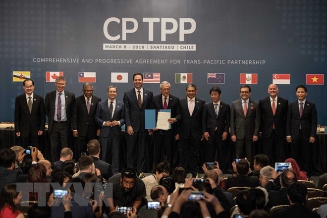 Representantes de países participaron en la ceremonia de firma del CPTPP en Santiago el 8 de marzo. (Fuente: VNA)
