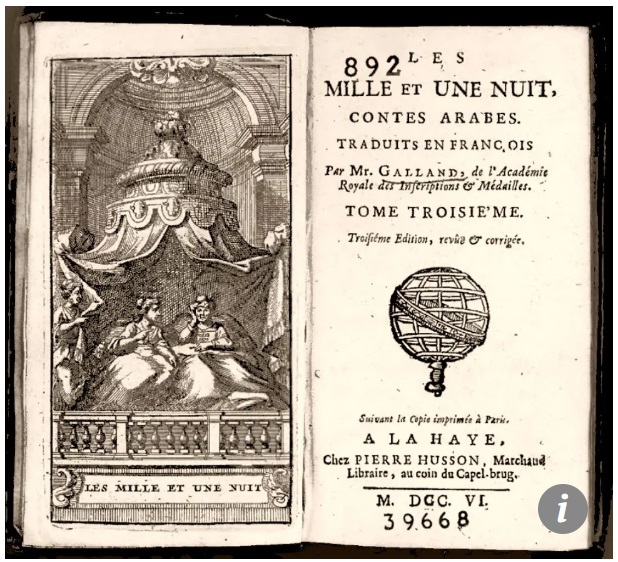 Bìa cuốn 1001 đêm bản tiếng Pháp xuất bản từ thế kỷ 18