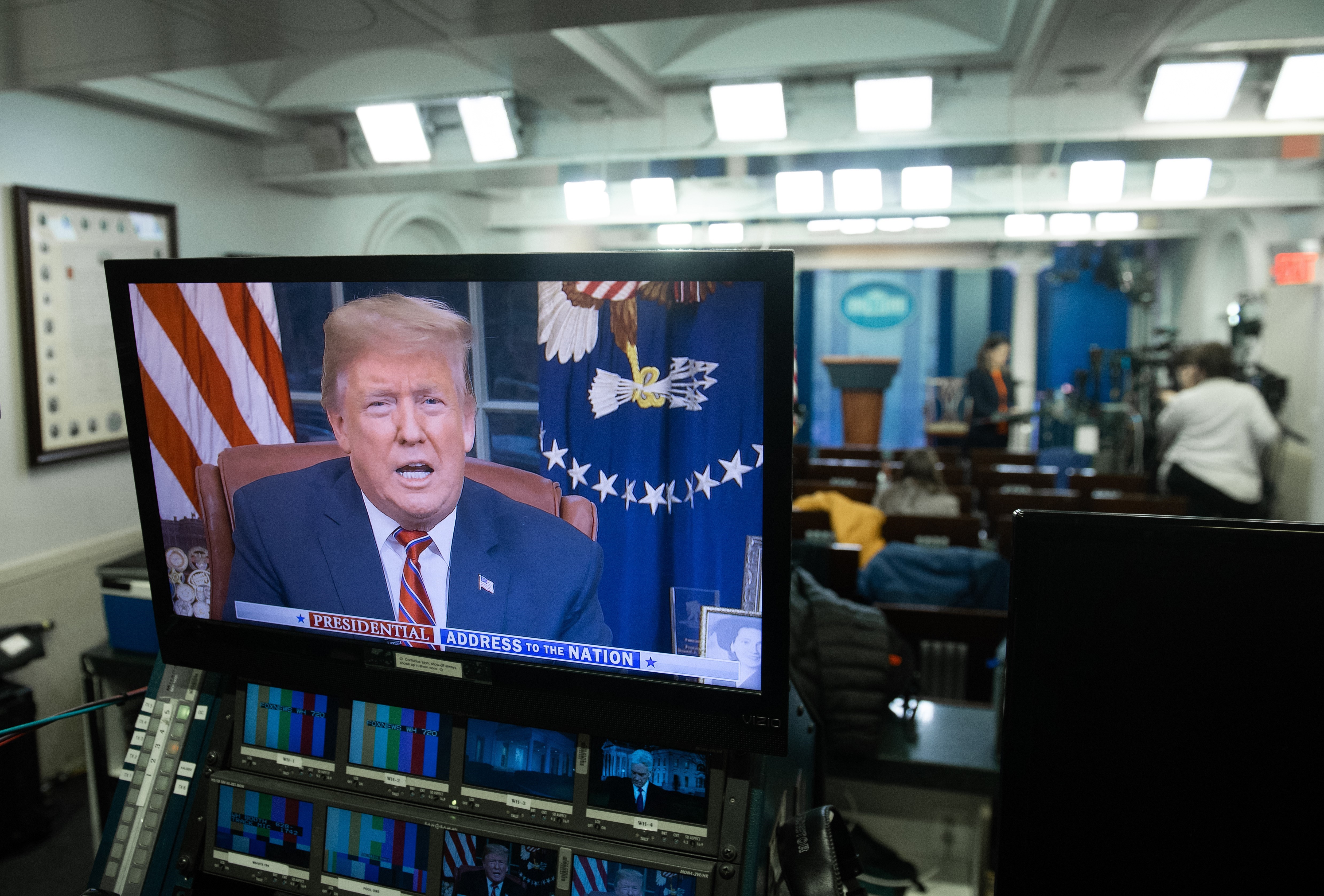 Bài phát biểu của Tổng thống Mỹ Donald Trump tại Nhà Trắng được truyền hình trực tiếp trên toàn quốc ngày 8/1/2019. (Nguồn: AFP/TTXVN)