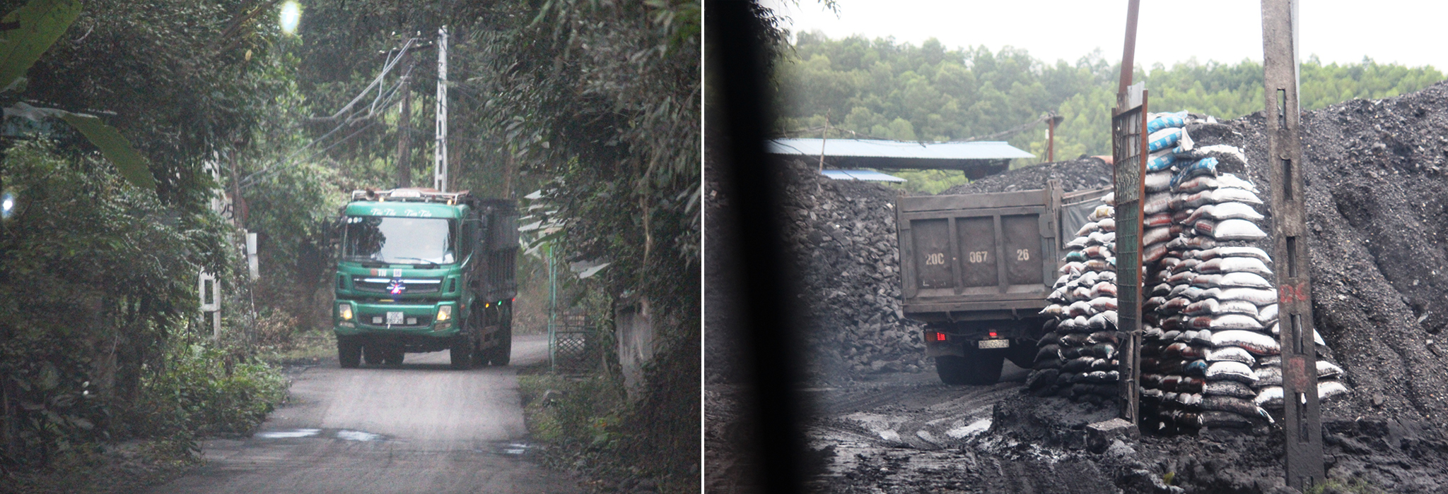 Hình ảnh xe tải trọng lớn chở than từ bãi thải Mỏ than Phấn Mễ về các xưởng tuyển bên ngoài xuất hiện thường xuyên, từ ngày này qua ngày khác. (Ảnh: P.V/Vietnam+)