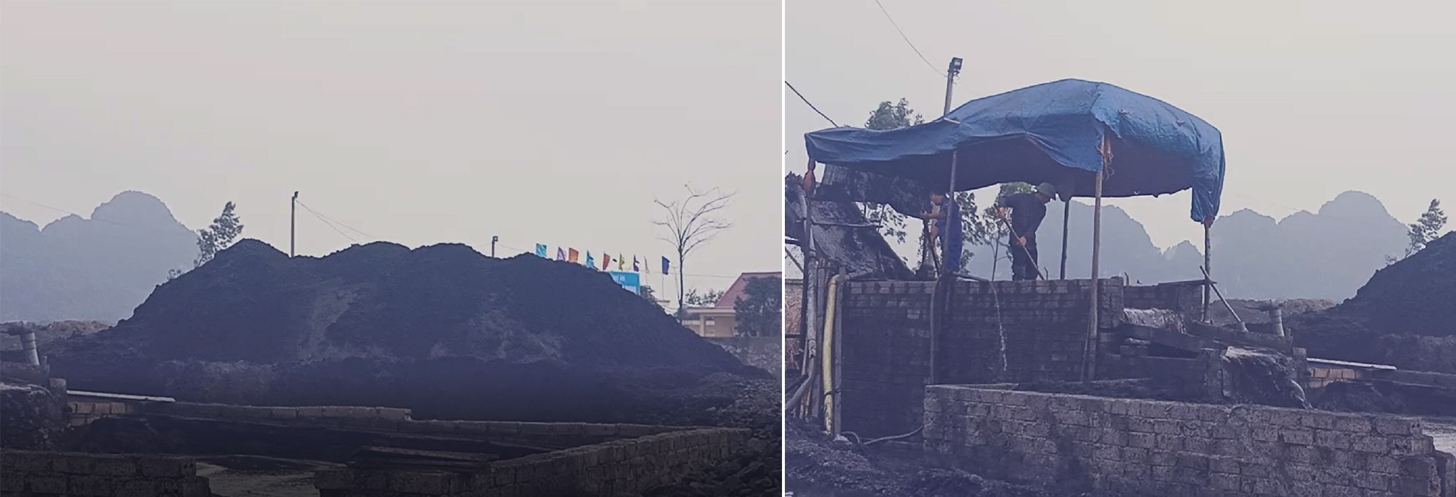 Một điểm sàng tuyển xít than ngay trong khu vực Cụm Công nghiệp Cẩm Thịnh, thành phố Cẩm Phả, tỉnh Quảng Ninh. (Ảnh: P.V/Vietnam+)