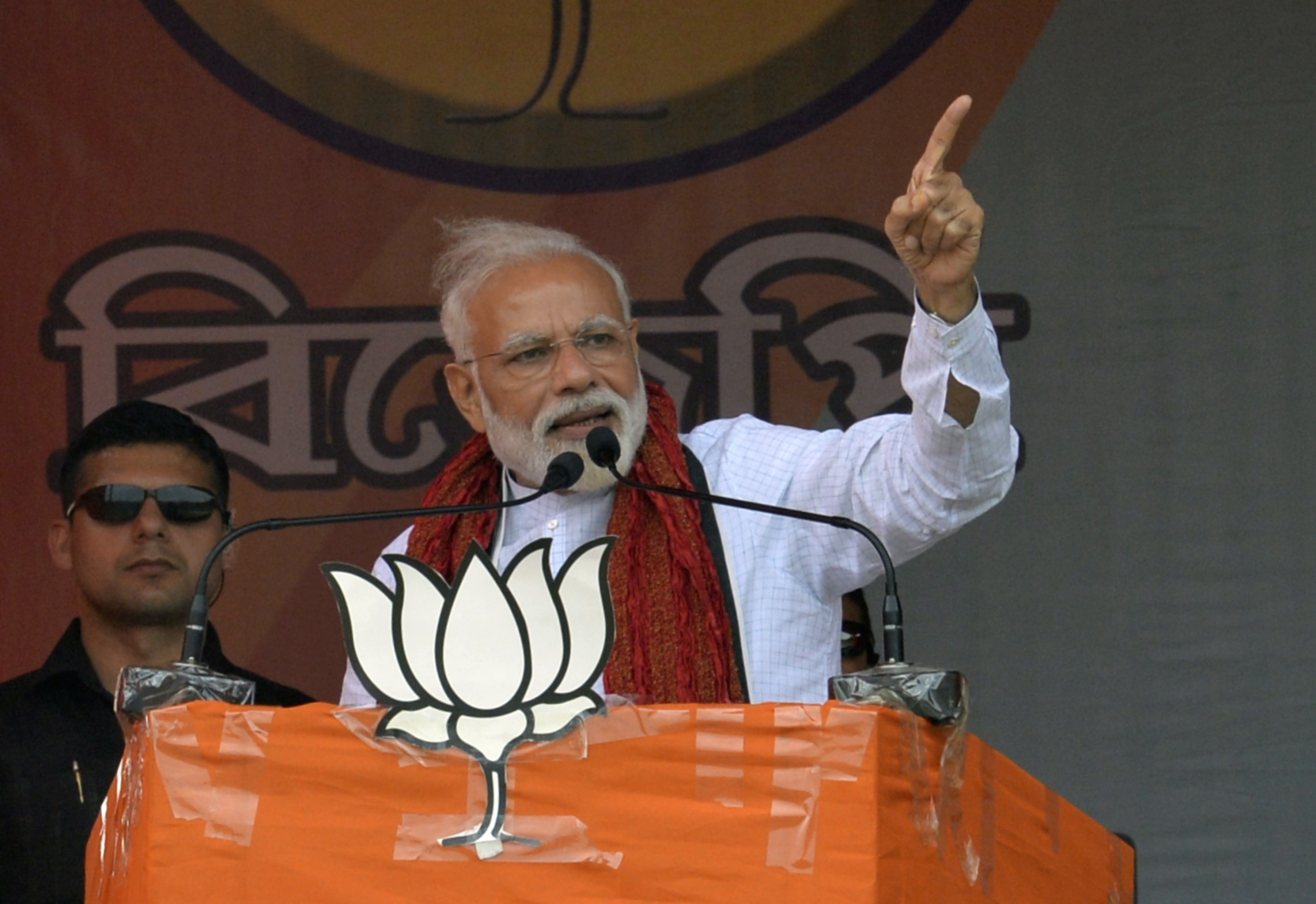 Thủ tướng Ấn Độ Narendra Modi phát biểu tại Cooch Behar, bang Tây Bengal, ngày 7/4/2019. (Nguồn: AFP/TTXVN)