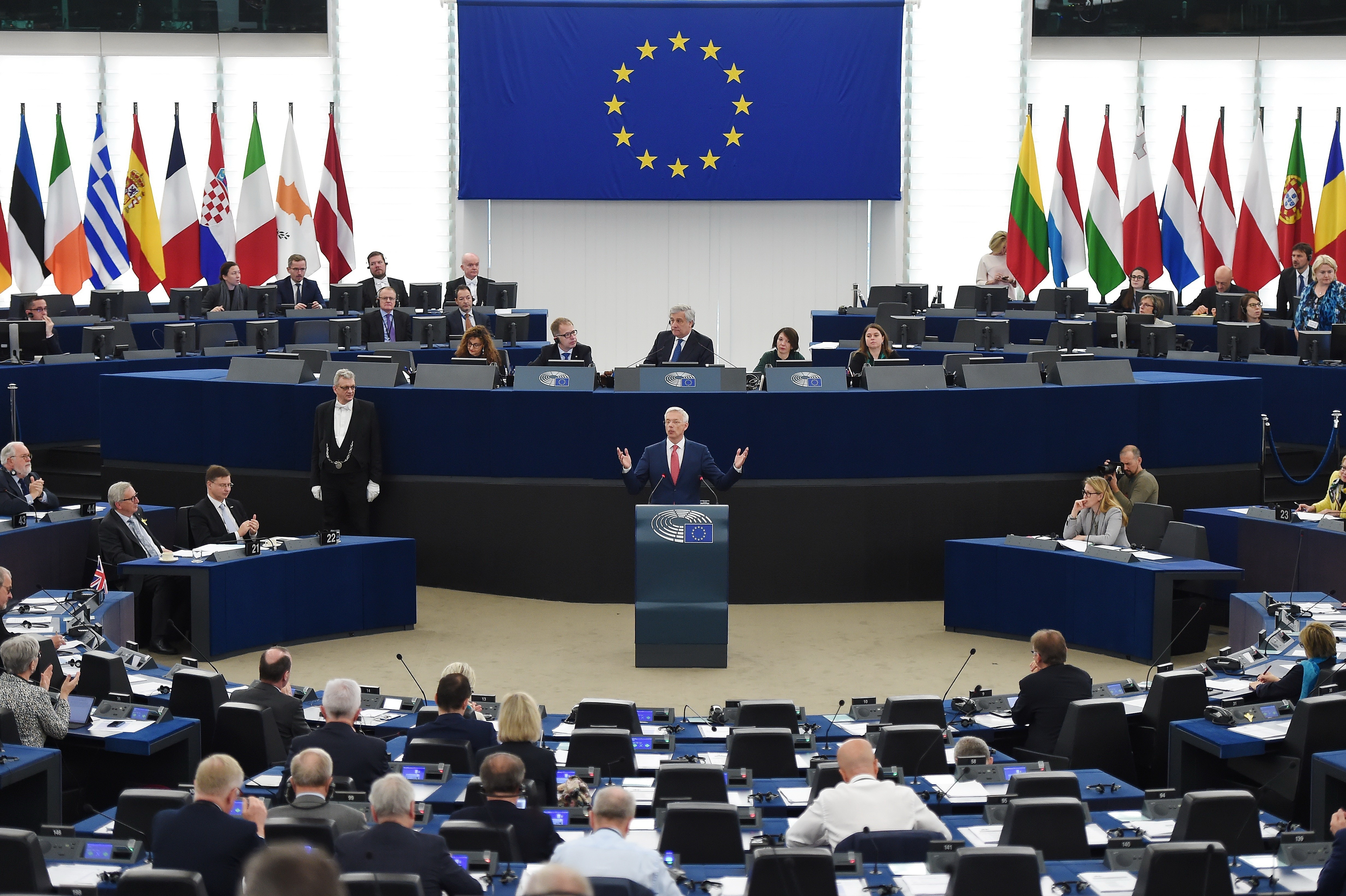 Một cuộc họp của Nghị viện châu Âu ở Strasbourg, Pháp, ngày 17/4. (Ảnh: AFP/TTXVN)
