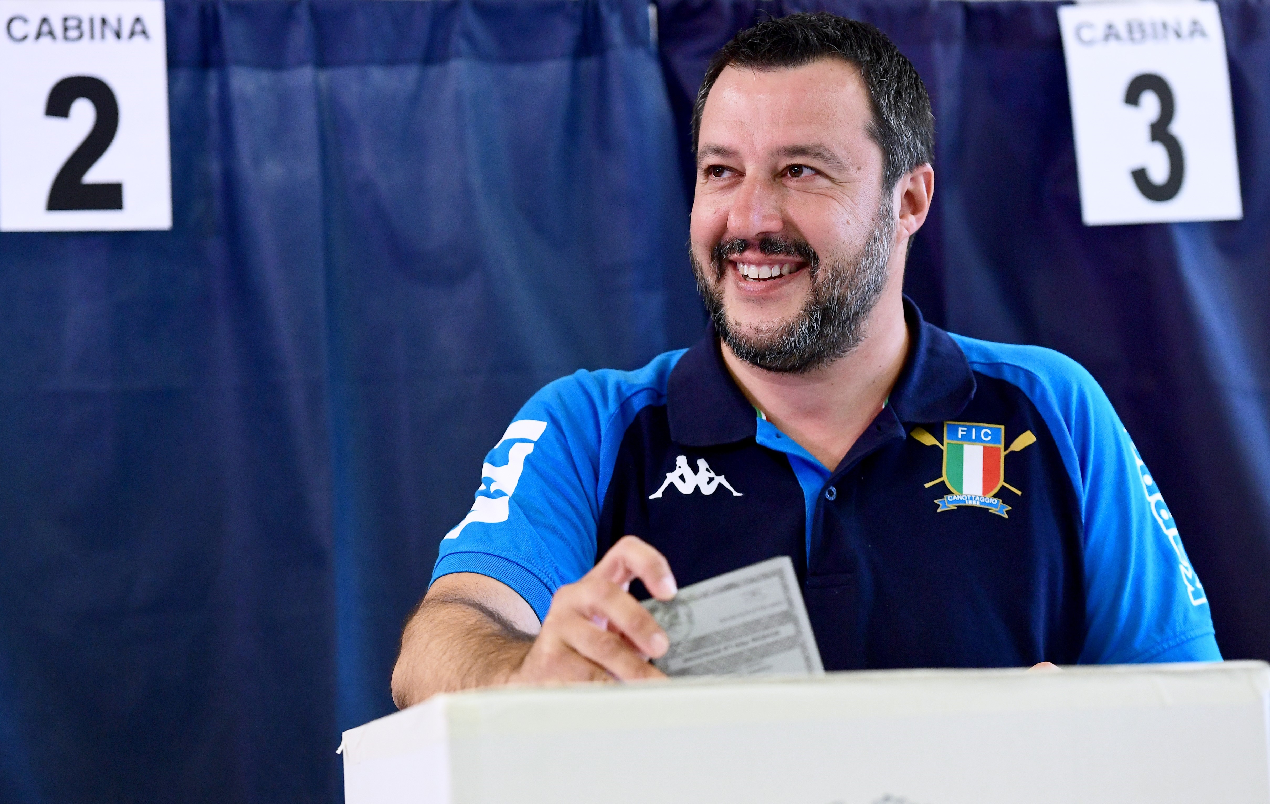 Đảng cực hữu Liên đoàn của Phó Thủ tướng Italy Matteo Salvini (trong ảnh) đã nổi lên trở thành chính đảng lớn nhất trong cuộc bầu cử Nghị viện châu Âu (EP) tổ chức ở nước này ngày 26/5/2019. (Nguồn: AFP/TTXVN)
