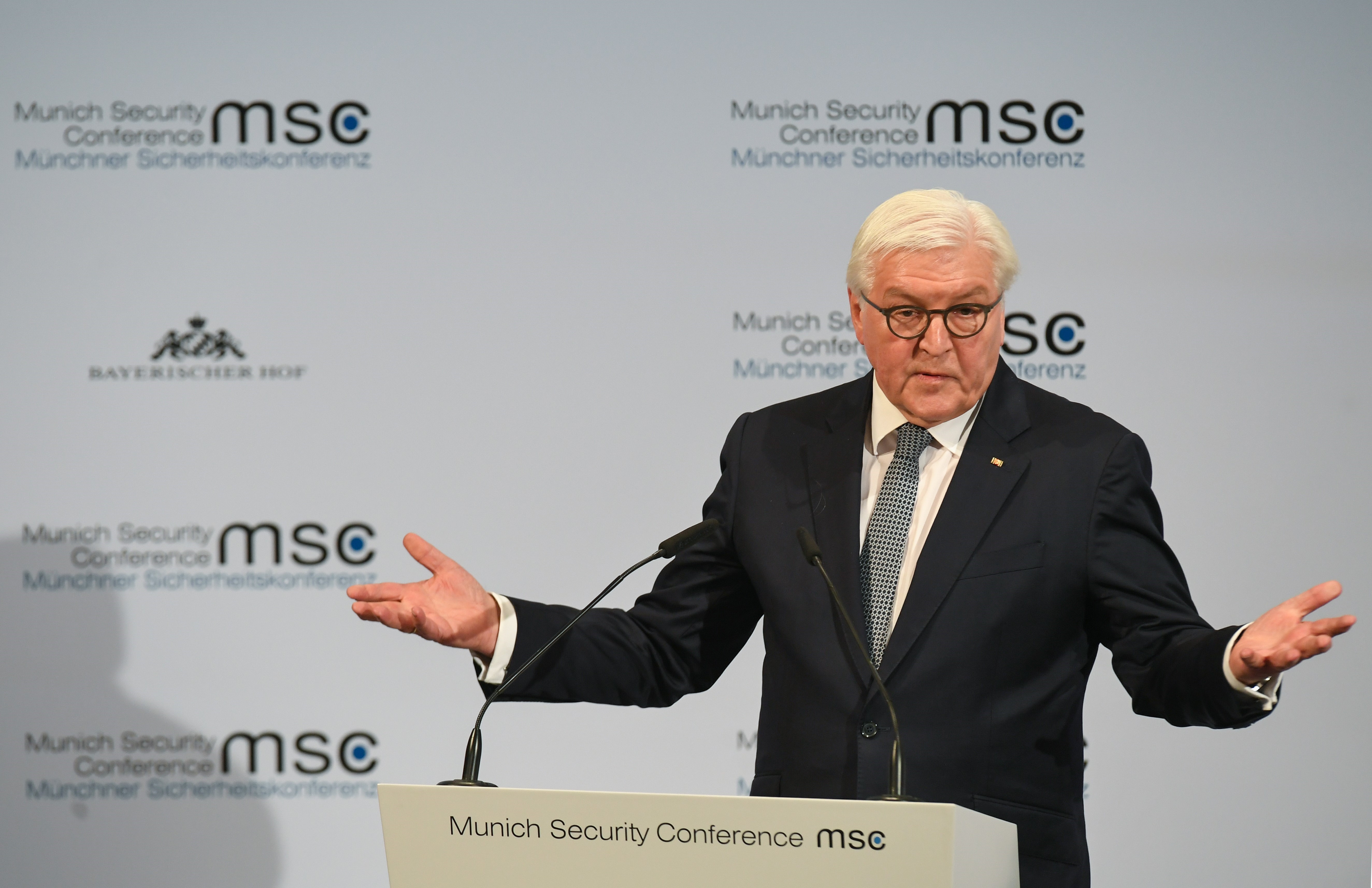 Tổng thống Đức Frank-Walter Steinmeier phát biểu tại Hội nghị An ninh Munich lần thứ 56 ở thành phố Munich, Đức, ngày 14/2/2020. (Ảnh: AFP/TTXVN)