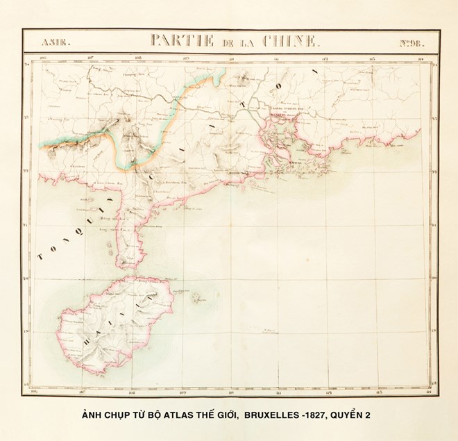  Tập Atlas Thế giới của nhà địa lý học kiệt xuất người Bỉ Philippe Vandermaelen (1795-1869), thành viên Hội địa lý Paris, được xuất bản năm 1827 khẳng định Hoàng Sa, Trường Sa là của Việt Nam.