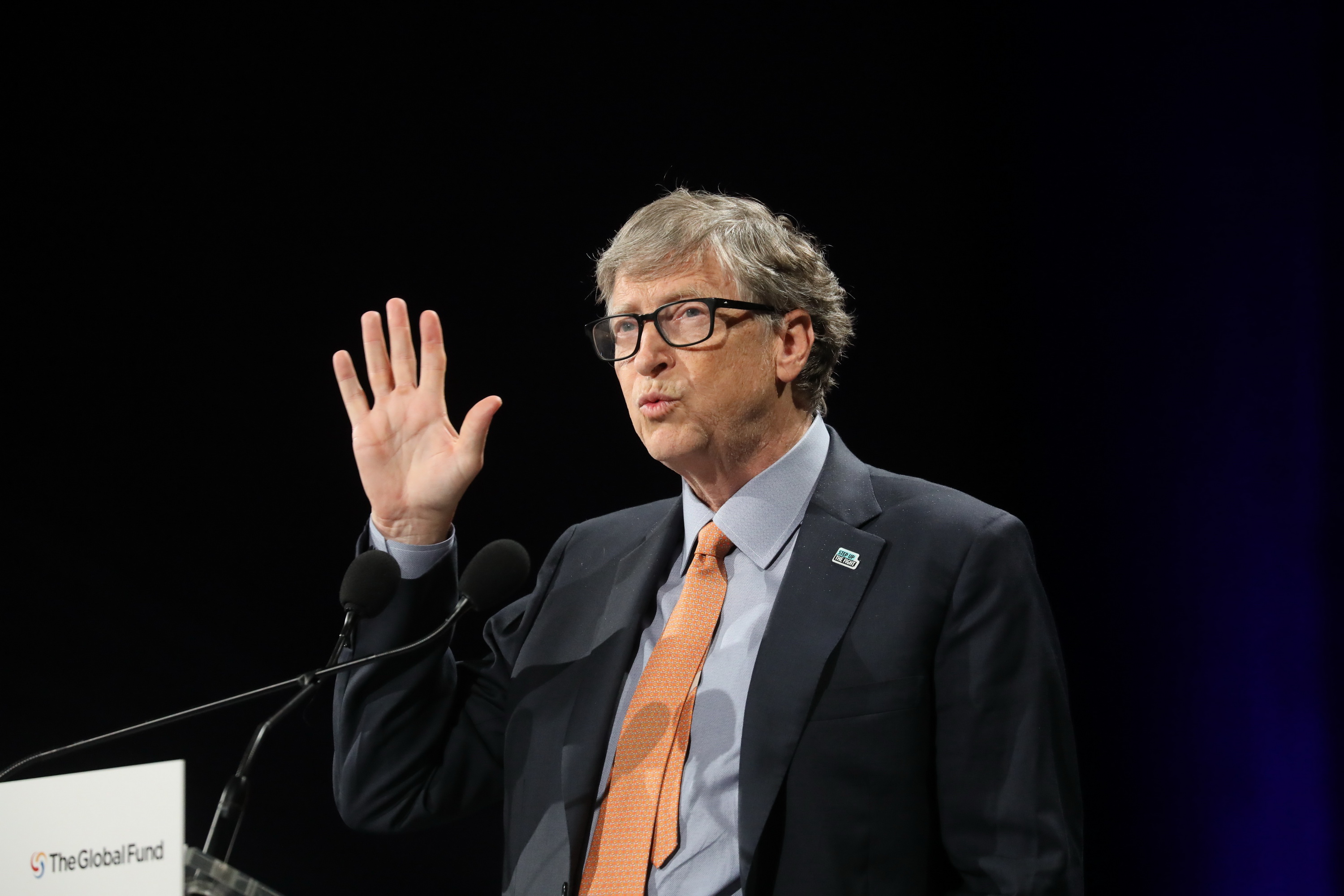Tỷ phú Mỹ Bill Gates phát biểu tại một hội nghị ở Lyon, Pháp. (Ảnh: AFP/TTXVN)