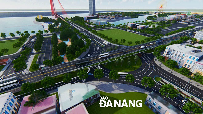 Phối cảnh cải tạo cụm nút giao thông phía Tây cầu Trần  Thị Lý.