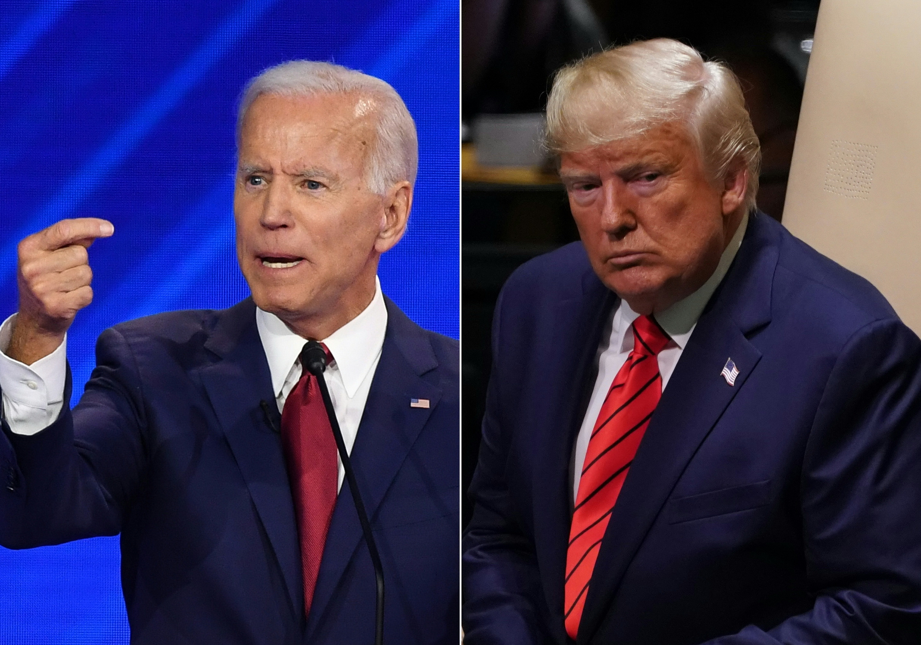 Cựu Phó Tổng thống Mỹ Joe Biden (trái) và Tổng thống Mỹ Donald Trump (phải). (Nguồn: AFP/TTXVN)