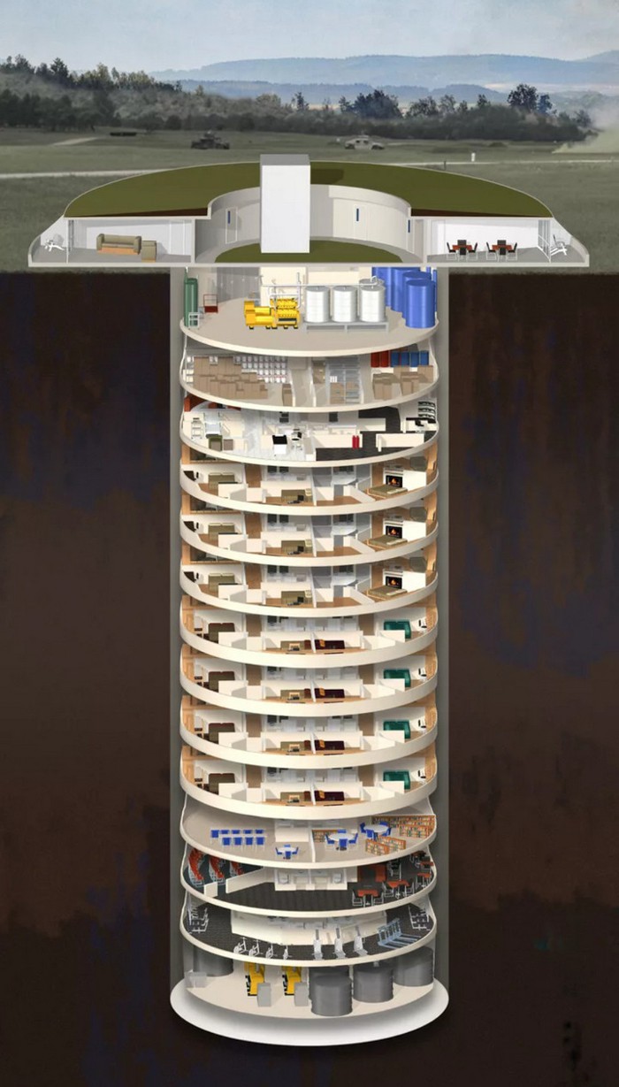 Survival Condo gồm 15 tầng nằm sâu 200 feet dưới lòng đất. (nh: Amy Kim/CNET)