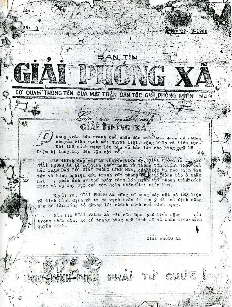 Bản tin đầu tiên của TTXGP ra mắt ngày 12/10/1960. (Ảnh: TTXGP)