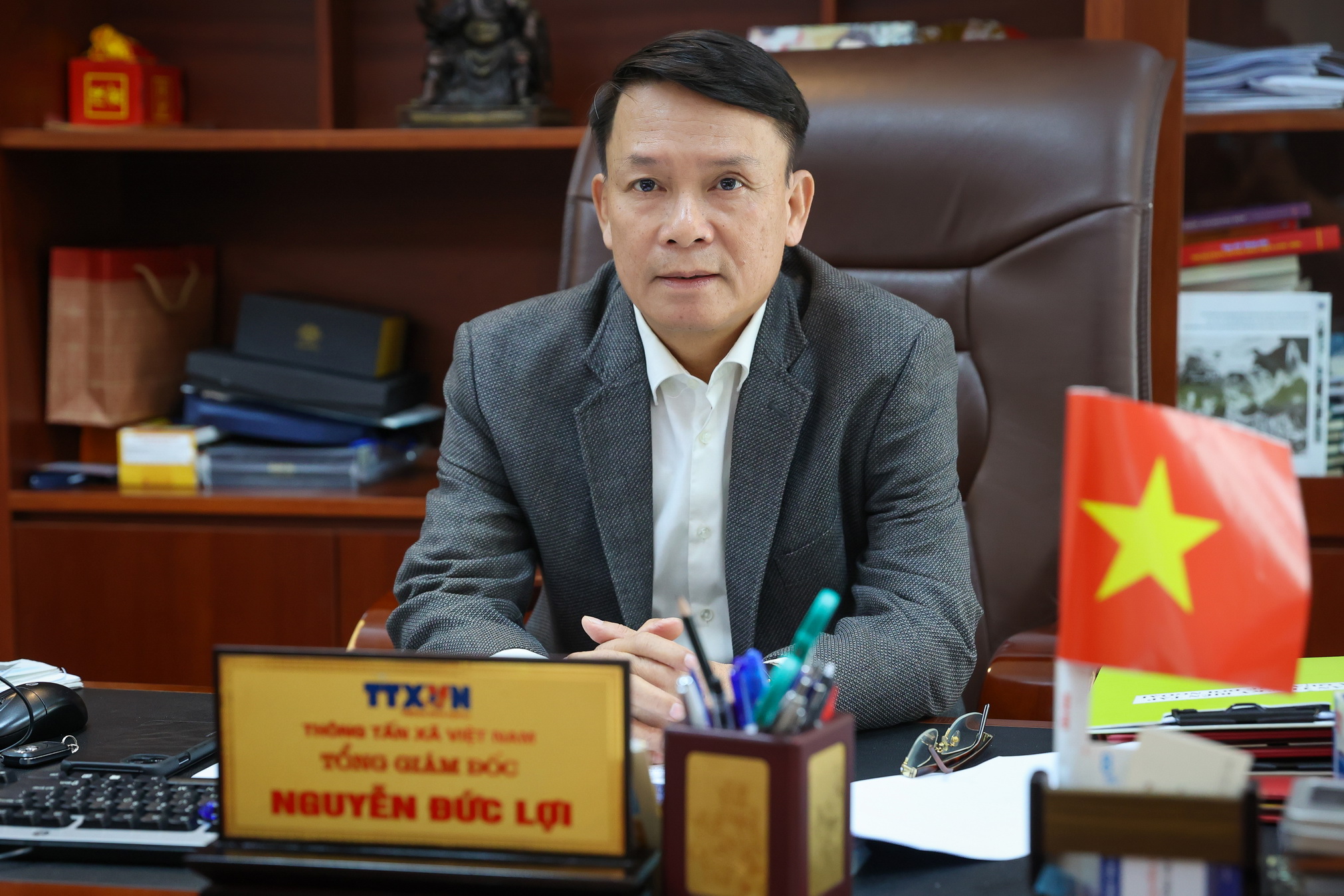 Ủy viên Ban Chấp hành Trung ương Đảng, Tổng giám đốc TTXVN Nguyễn Đức Lợi. (Ảnh: Minh Sơn/Vietnam+)