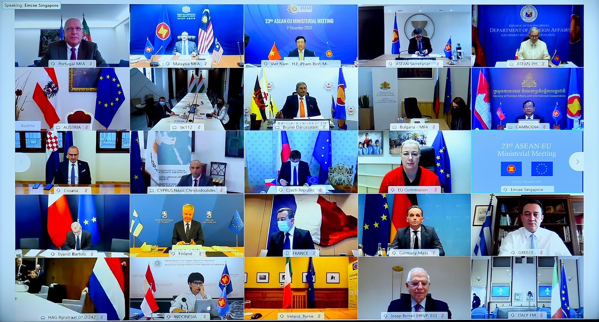Các đại biểu tham dự Hội nghị Bộ trưởng Ngoại giao ASEAN-EU lần thứ 23. (Ảnh: TTXVN phát)  