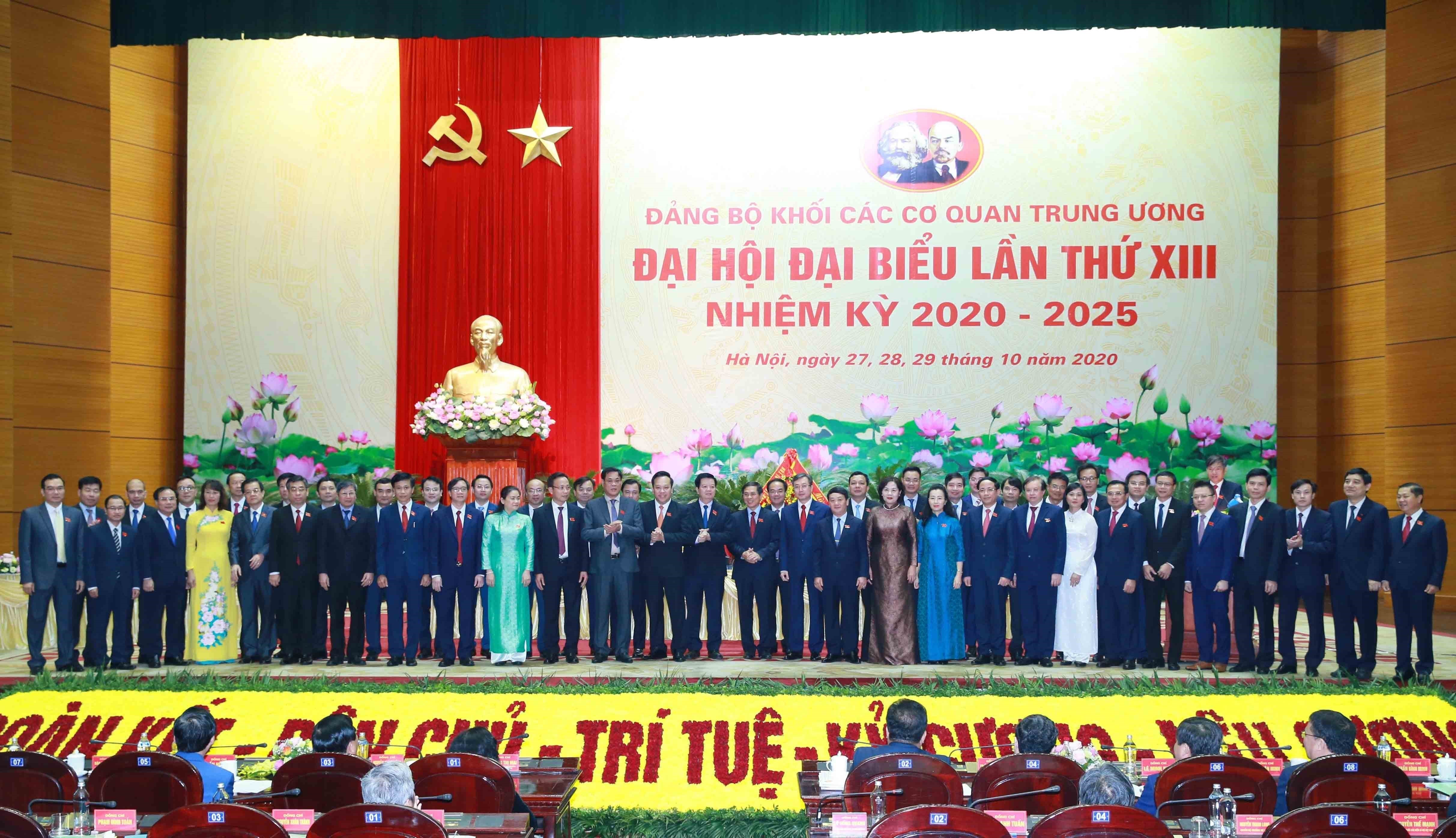 Ban Chấp hành Đảng bộ Khối các cơ quan Trung ương khóa XIII, nhiệm kỳ 2020-2025. (Ảnh: TTXVN)