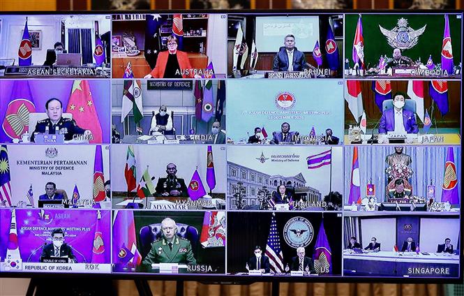    第七届东盟防长扩大会议以视频形式召开。图片来源：越通社