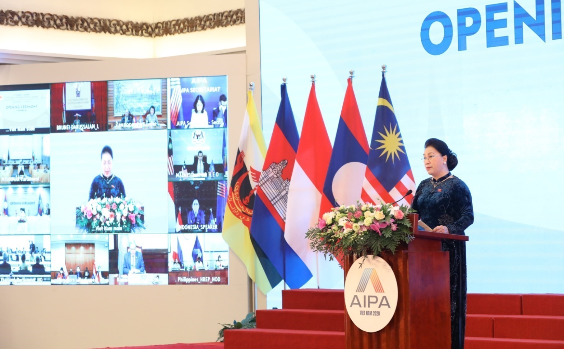 Chủ tịch Quốc hội Nguyễn Thị Kim Ngân phát biểu khai mạc Đại hội đồng Liên nghị viện Hiệp hội các quốc gia Đông Nam Á lần thứ 41 (AIPA 41). (Ảnh: TTXVN)