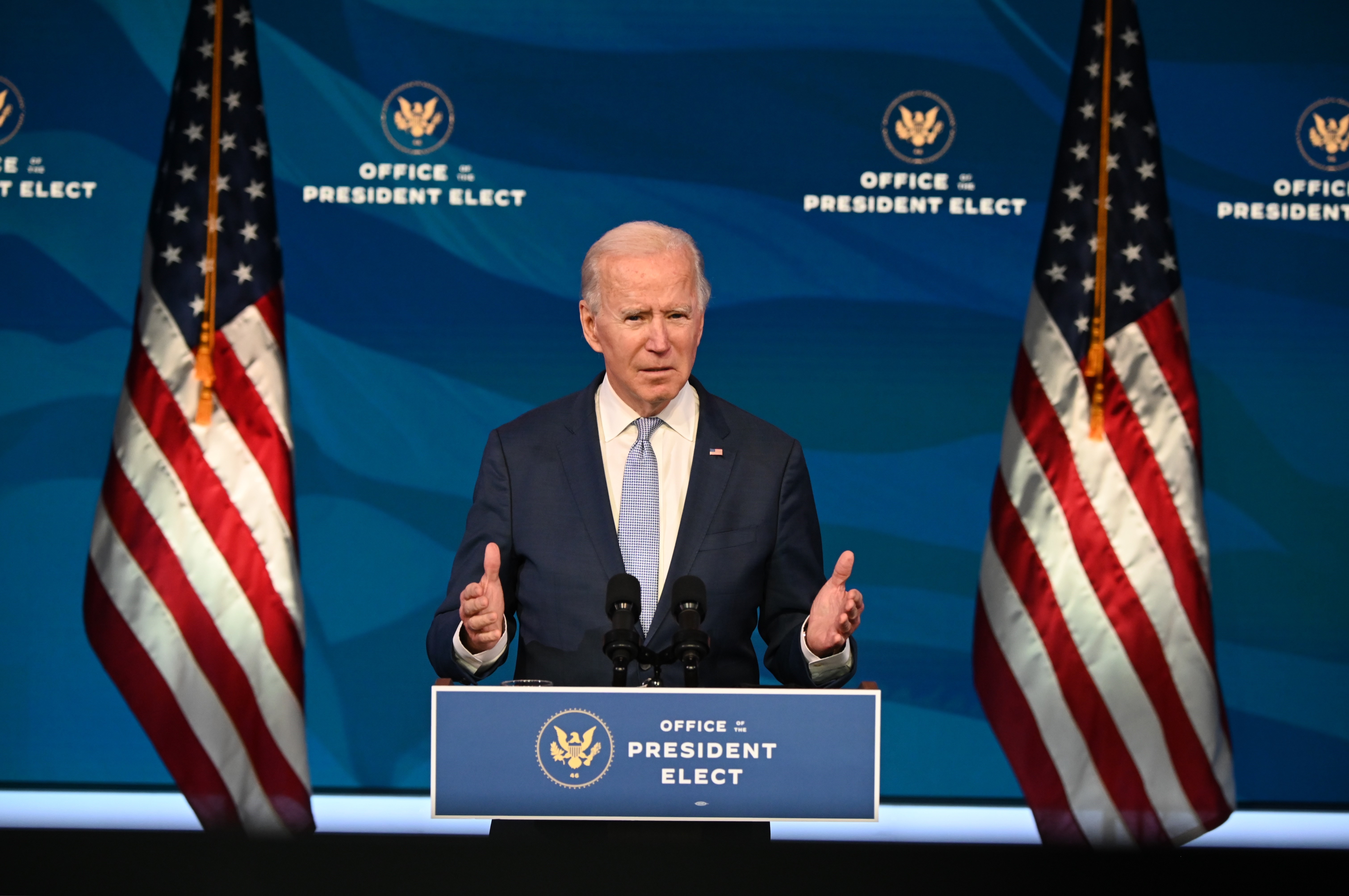  Tổng thống đắc cử Mỹ Joe Biden phát biểu tại Wilmington, Delaware, ngày 6/1/2021. (Nguồn: AFP/TTXVN)